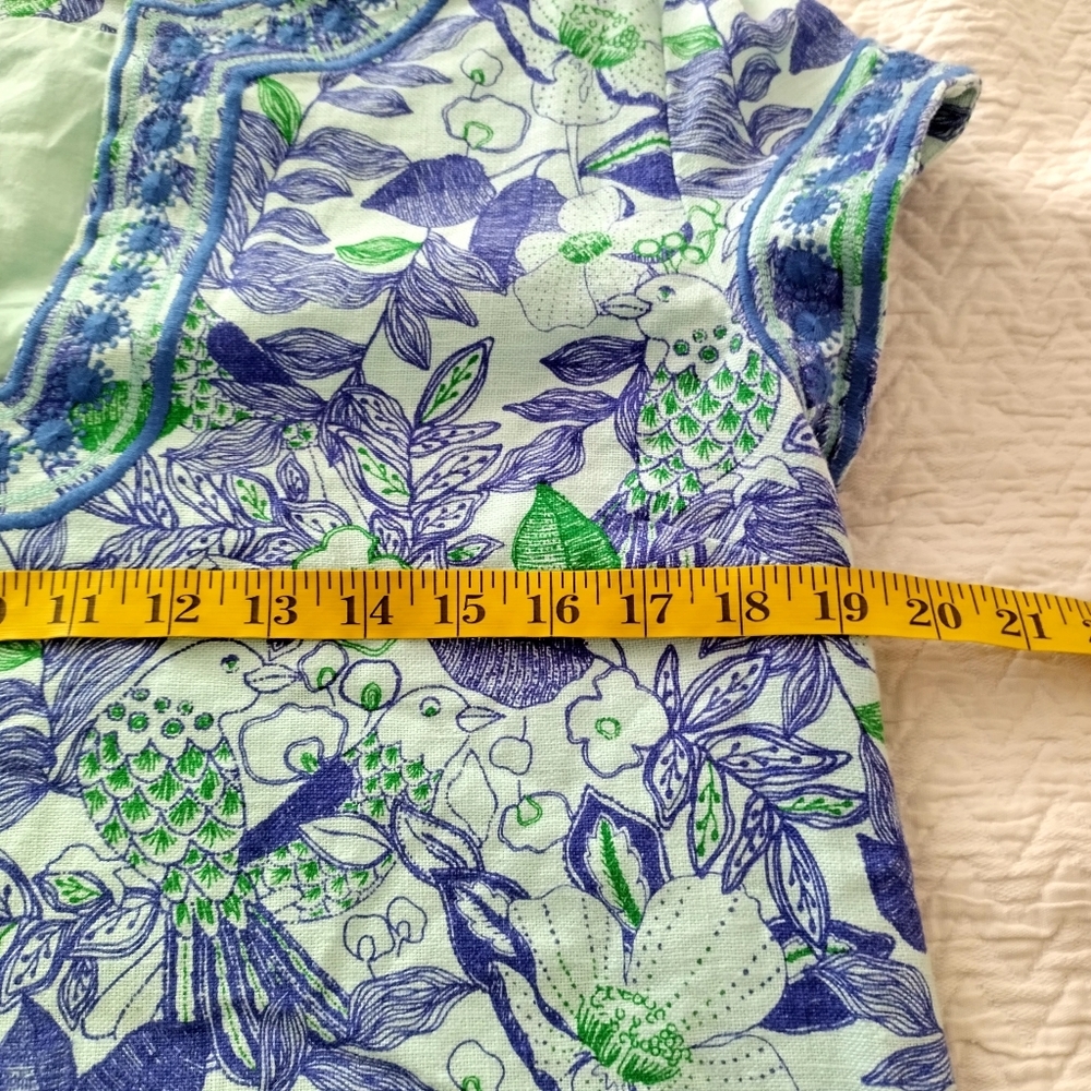 Vineyard Vines Cordia Linen Blend Mini Dress Bird Print Sz 12 - Picture 8 of 9